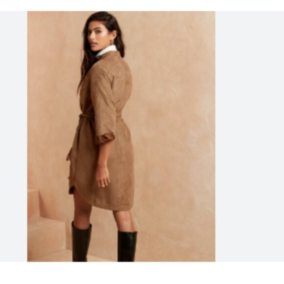 Banana Republic Vegan Suede Shirt Dress Size Small NWT - Picture 2 of 12